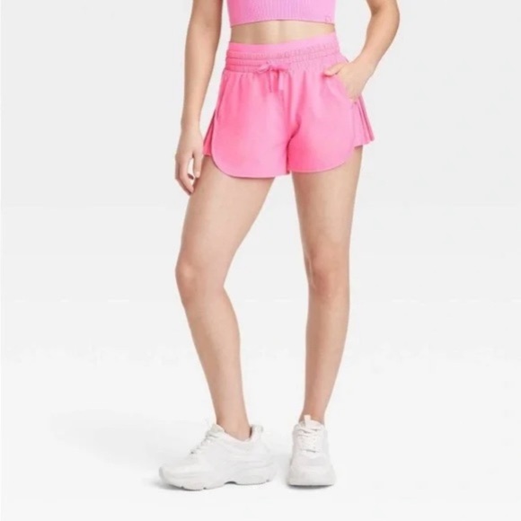 JoyLab Pants - Women's JoyLab Hot Pink High-Rise Pleated Side Athletic Shorts
